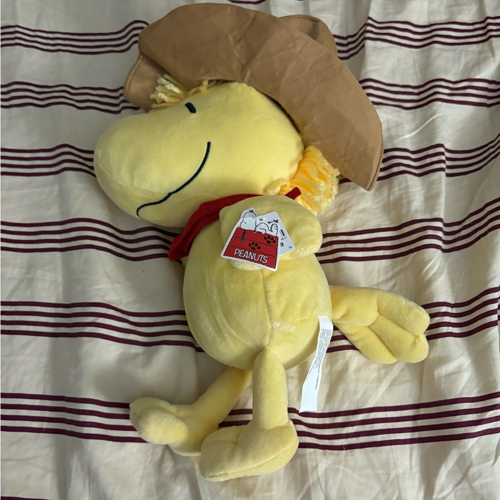 Peanuts Woodstock Plush with Brown Hat and Red Bandana